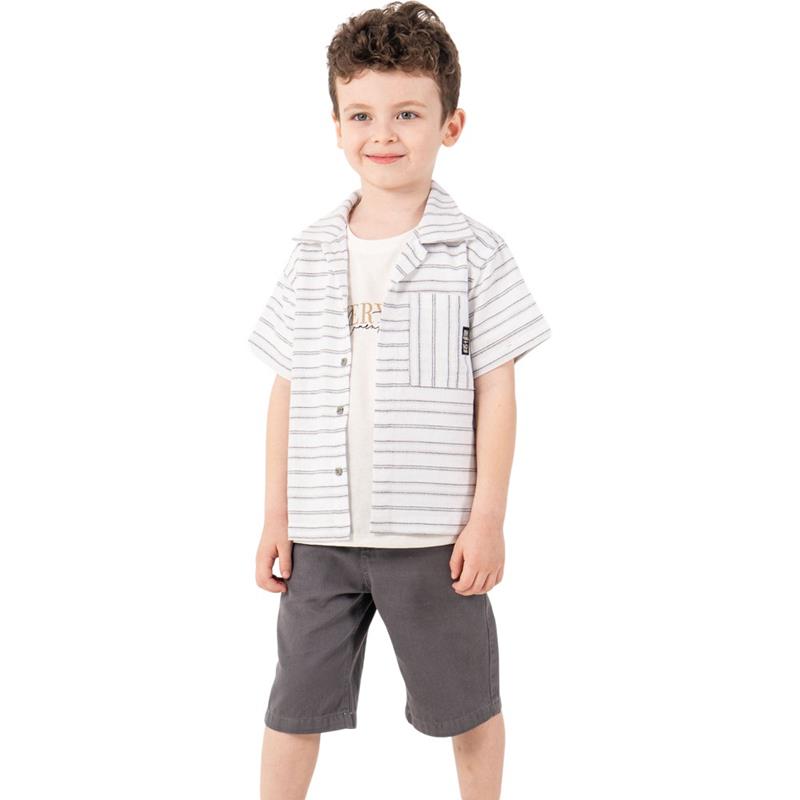 26618 toptan 6-9 yaş arası erkek çocuklar için yazlık üç parçalı takım elbise