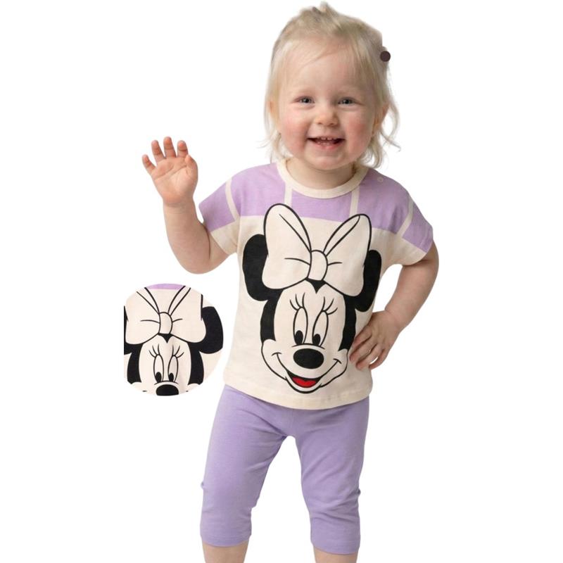 2626 toptan 6-18 aylık kız çocuklar için taytlı tişörtlü yazlık iki parçalı takım