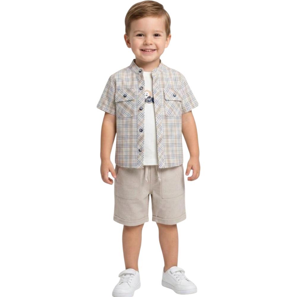 7313 Wholesale children's summer three-piece suits, shirts, T-shirts with shorts for boys 1/4 years old