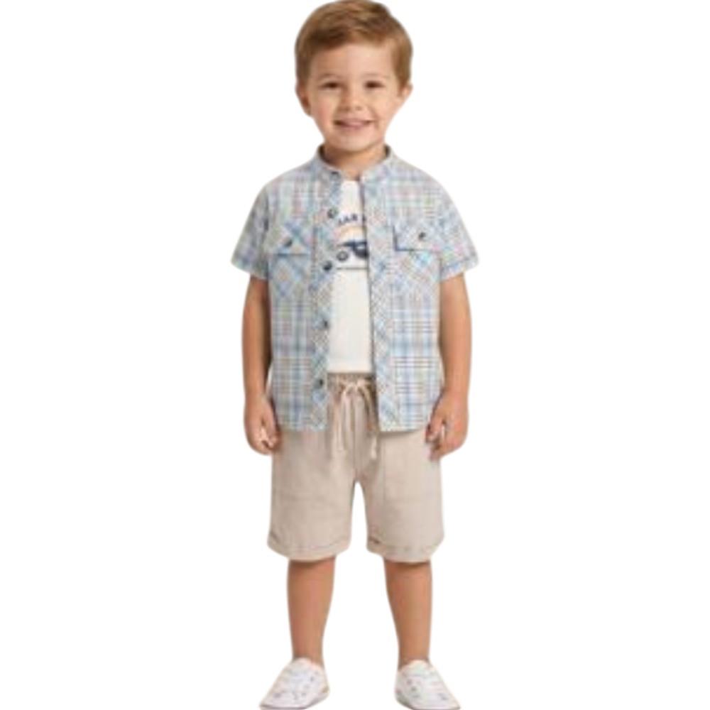 7313 Wholesale children's summer three-piece suits, shirts, T-shirts with shorts for boys 1/4 years old