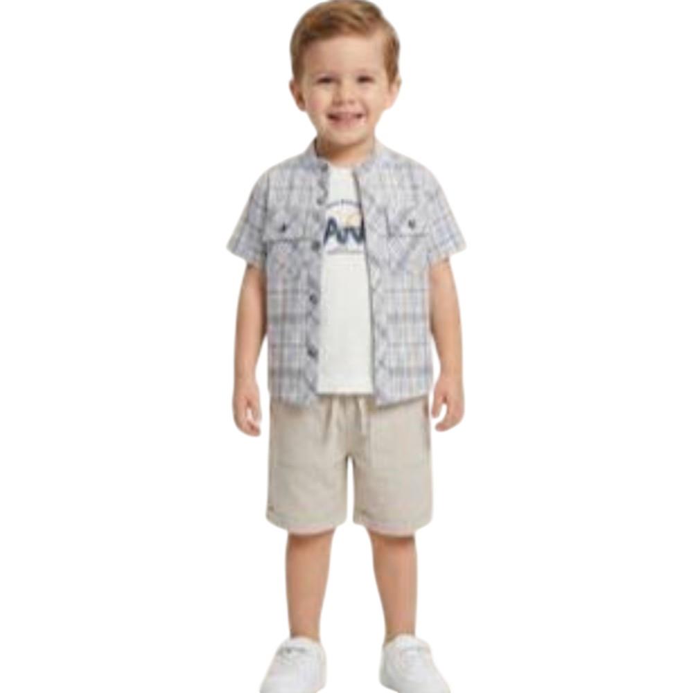 7313 Wholesale children's summer three-piece suits, shirts, T-shirts with shorts for boys 1/4 years old