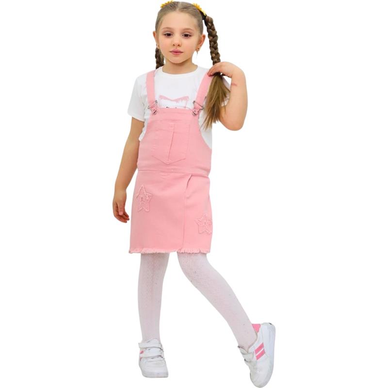 90205 Toptan 3-7 yaş arası kız çocuklar için tişörtlü yazlık elbise,jile takımı