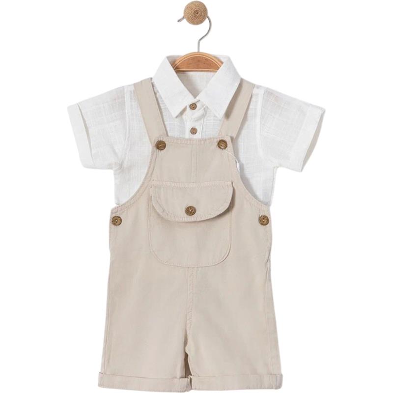 6321 toptan 9/24 aylık erkek çocuklar için gömlekli salopet takımı