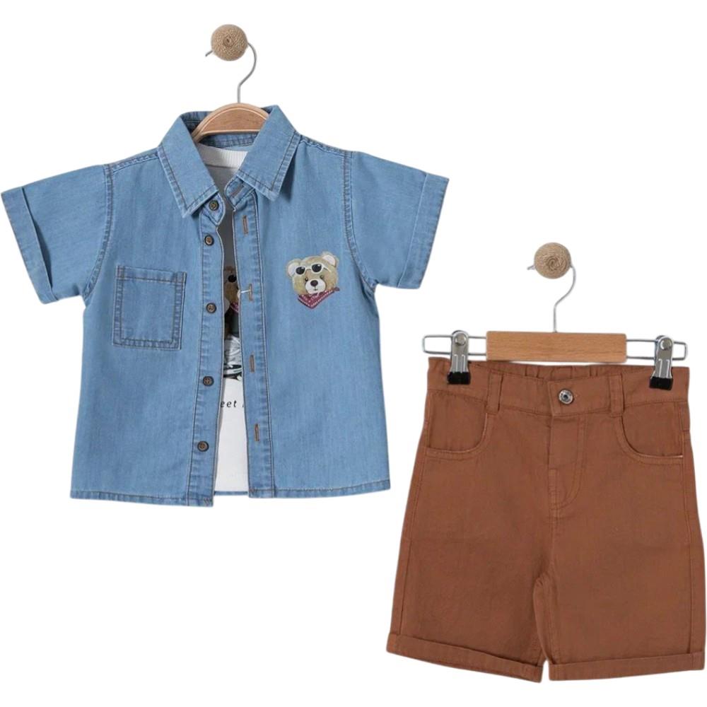 6317 wholesale children's summer three-piece suits, shirts, T-shirts with shorts for boys 9/24 months