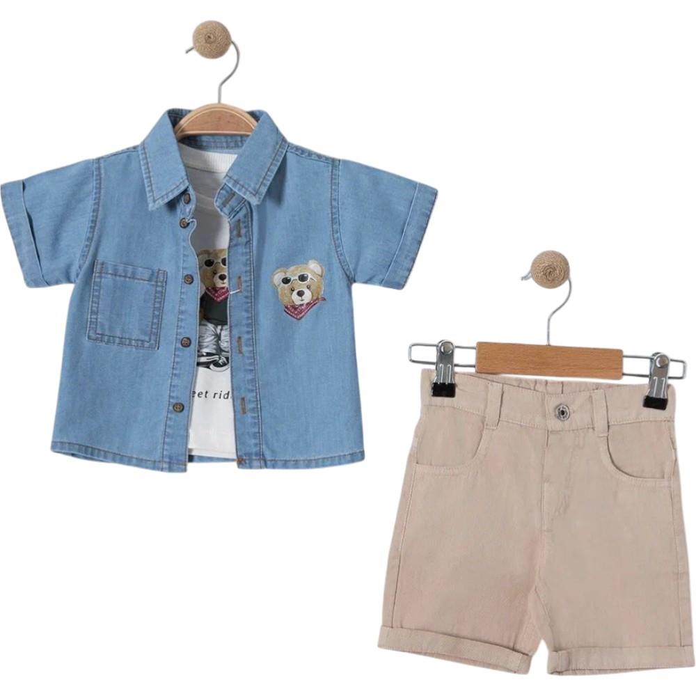 6317 wholesale children's summer three-piece suits, shirts, T-shirts with shorts for boys 9/24 months