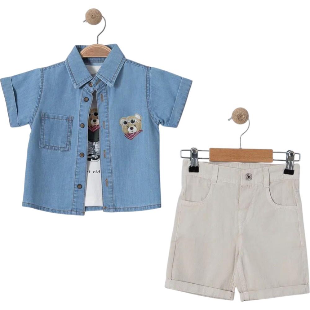 6317 wholesale children's summer three-piece suits, shirts, T-shirts with shorts for boys 9/24 months