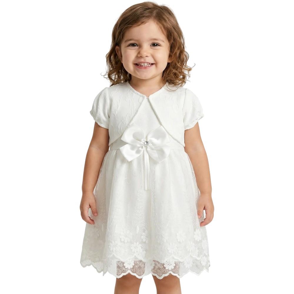 103 toptan 9-18 aylık kız çocuklar için bolerolu yazlık şık elbise