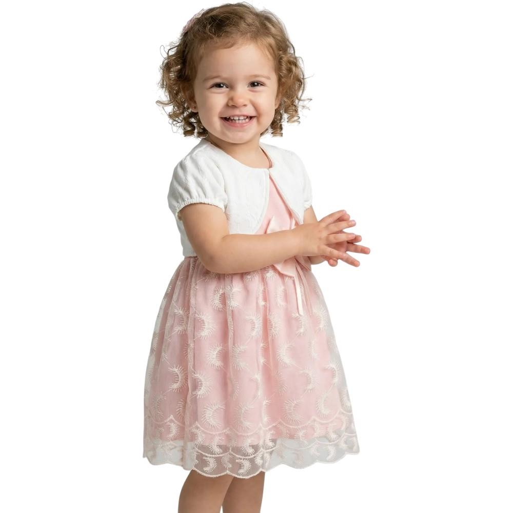 103 toptan 9-18 aylık kız çocuklar için bolerolu yazlık şık elbise