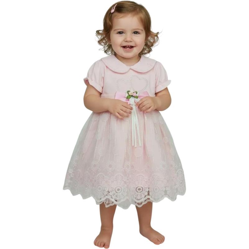 107 toptan 9-18 aylık kız çocuklar için yazlık şık yakalı elbiseler
