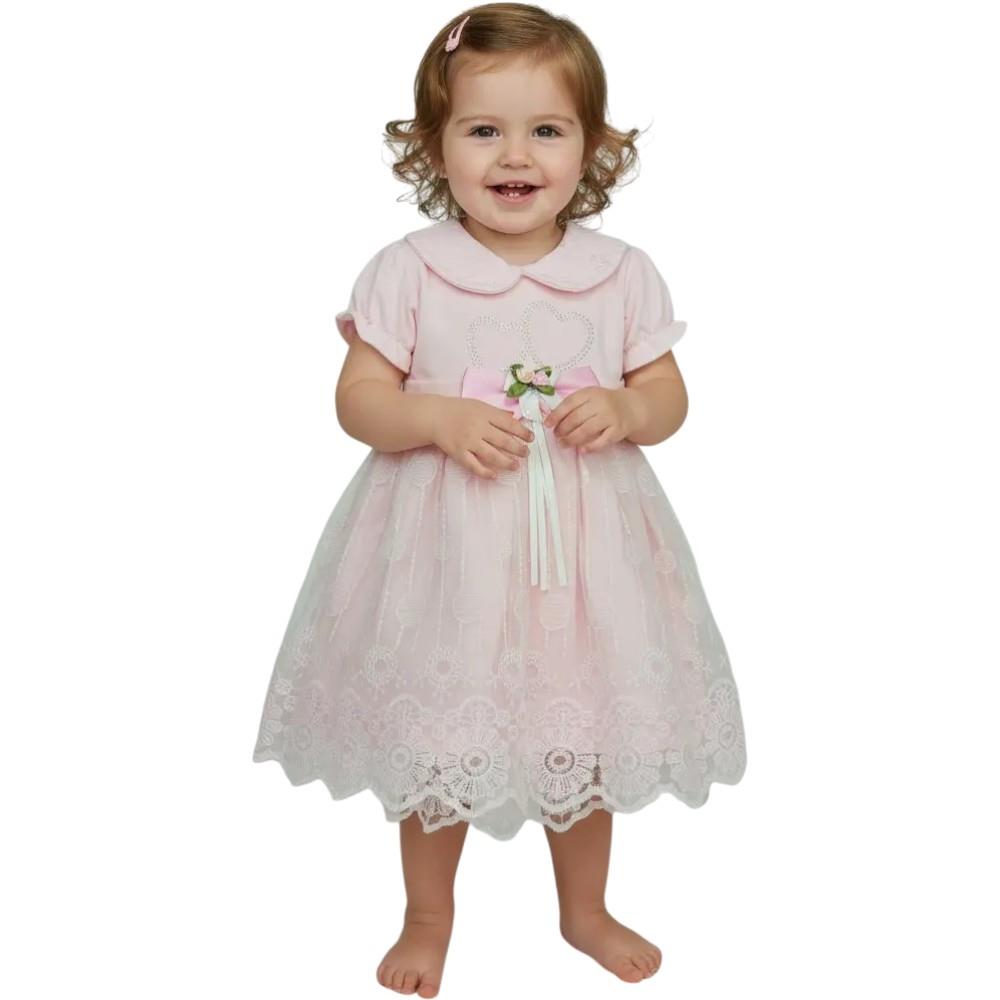 107 toptan 9-18 aylık kız çocuklar için yazlık şık yakalı elbiseler