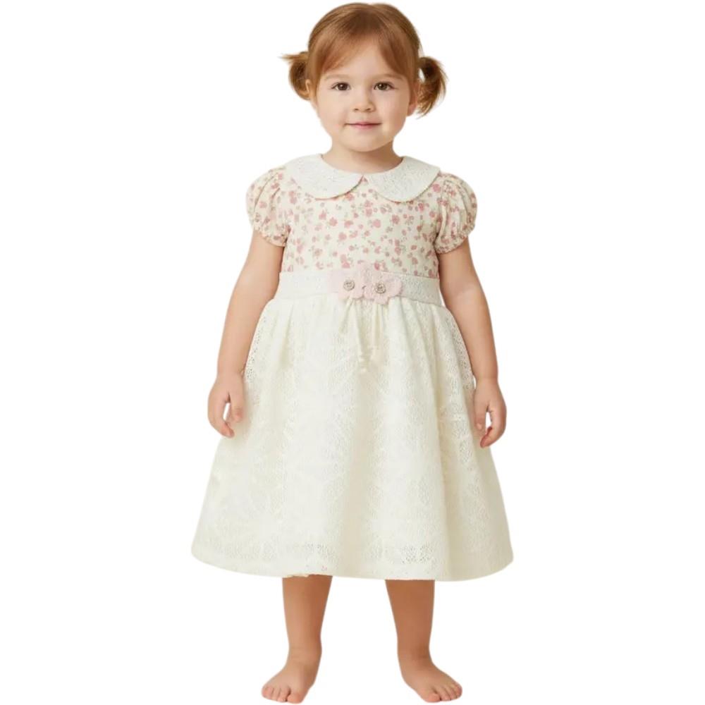 048 toptan 9-18 aylık kız çocuklar için yazlık şık yakalı elbiseler