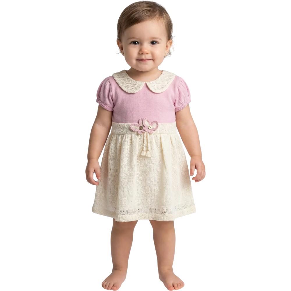 048 toptan 9-18 aylık kız çocuklar için yazlık şık yakalı elbiseler