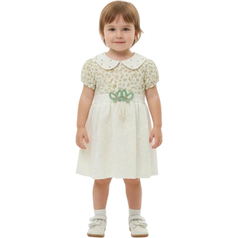 048 toptan 9-18 aylık kız çocuklar için yazlık şık yakalı elbiseler