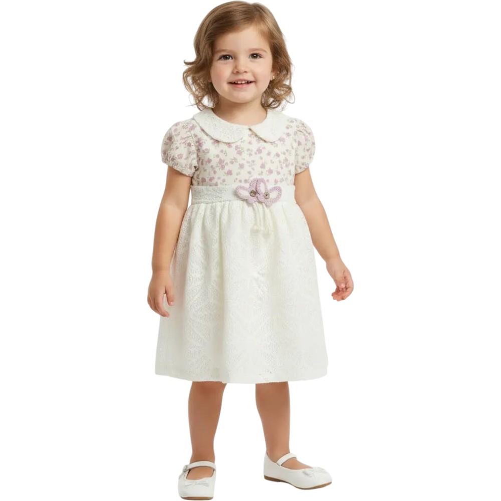 048 toptan 9-18 aylık kız çocuklar için yazlık şık yakalı elbiseler