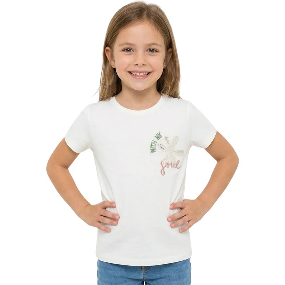 10113 wholesale children's summer T-shirts with floral embroidery for girls aged 13/16 years