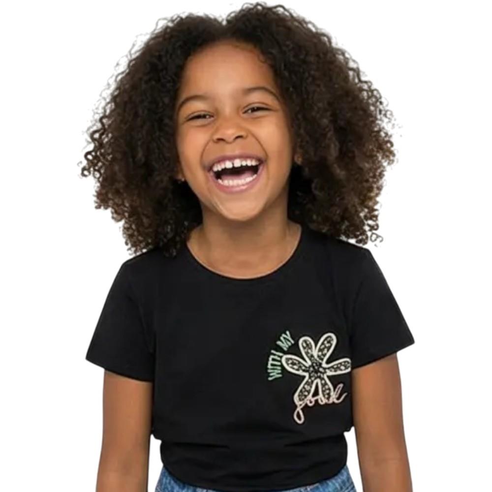 10113 wholesale children's summer T-shirts with floral embroidery for girls aged 13/16 years