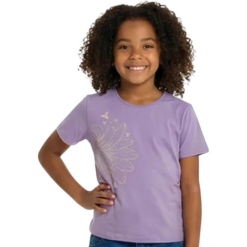 10117 wholesale children's summer T-shirts with floral embroidery for girls aged 10-13 years