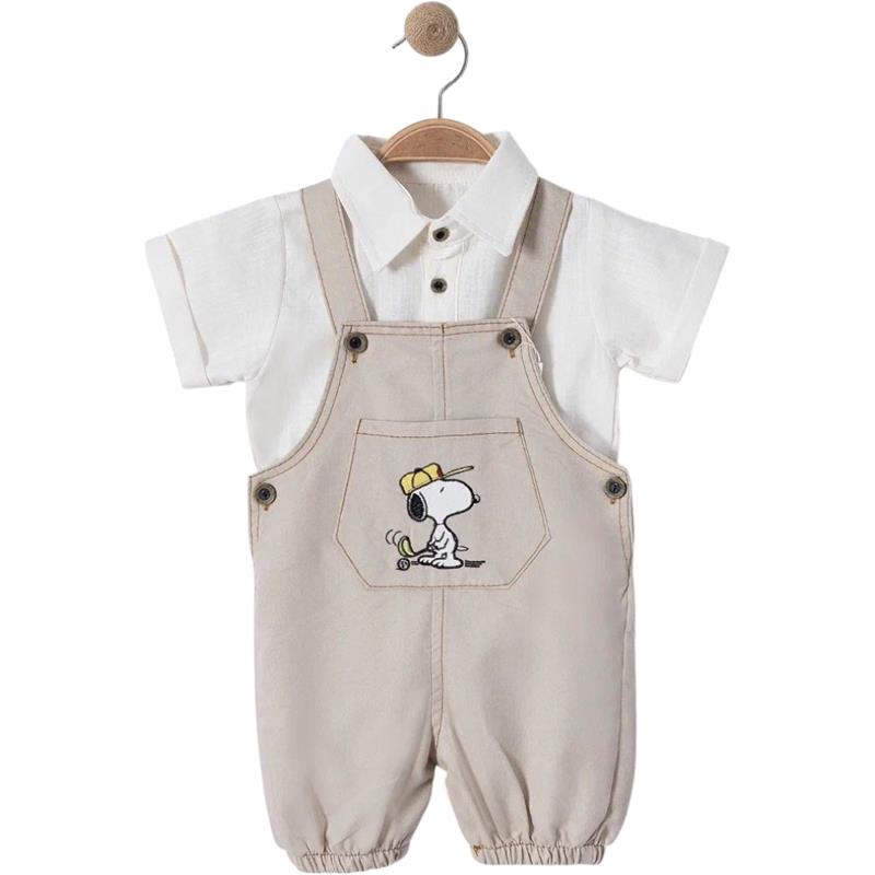 6320 toptan 9/24 aylık erkek bebekler için gömlekli salopet yazlık takım