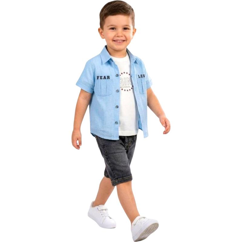 7316 toptan 5-8 yaş arası erkek çocuklar için yazlık üç parçalı takım elbise