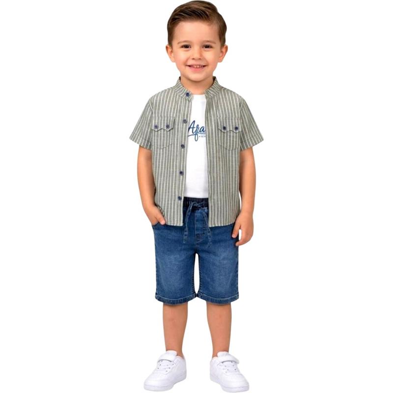 7318 toptan 2-5 yaş arası erkek çocuklar için yazlık üç parçalı takım elbise