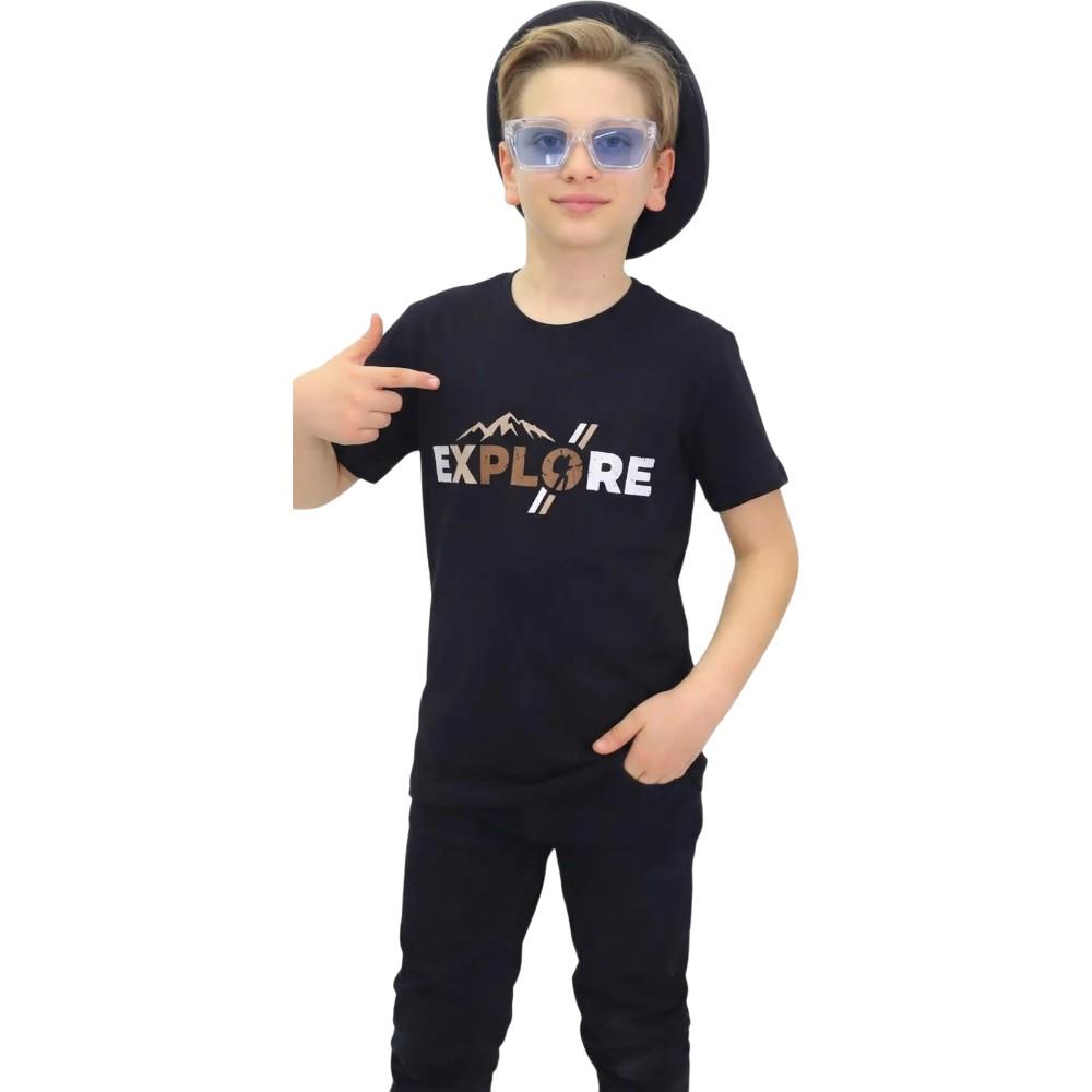 1007 wholesale EXPLORE printed summer t-shirts for boys aged 13-17