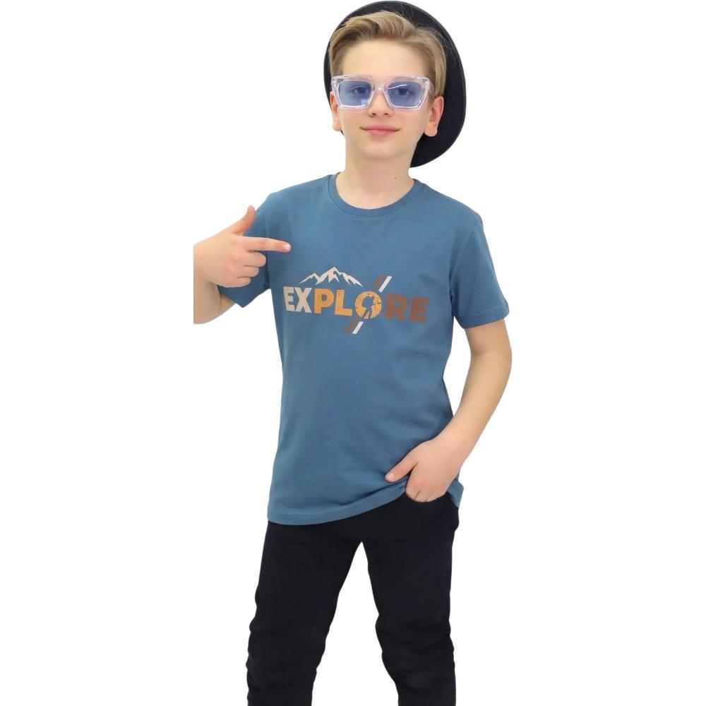 1007 wholesale EXPLORE printed summer t-shirts for boys aged 13-17
