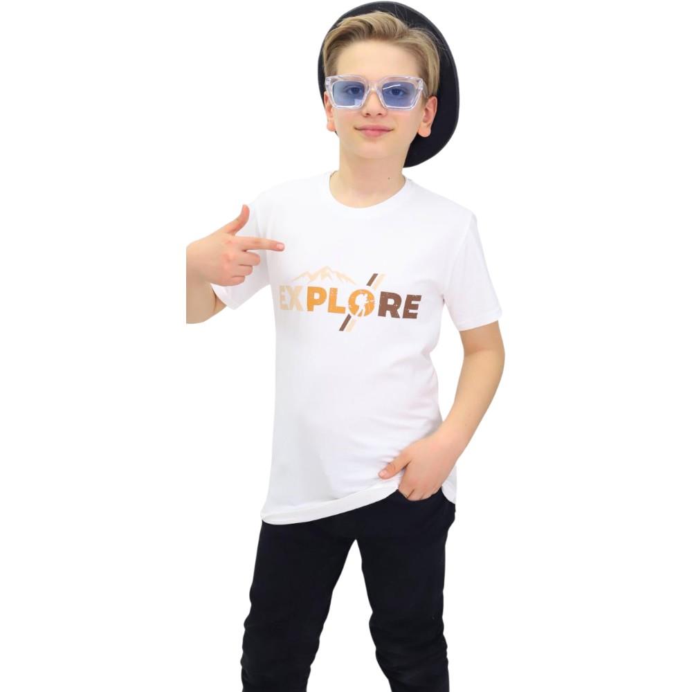 1007 wholesale EXPLORE printed summer t-shirts for boys aged 13-17