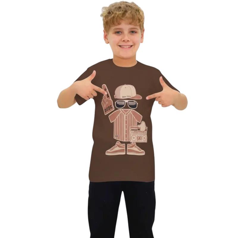 2007 toptan 8-12 yaş arası erkek çocuklar için DUDE baskılı yazlık tişörtler 