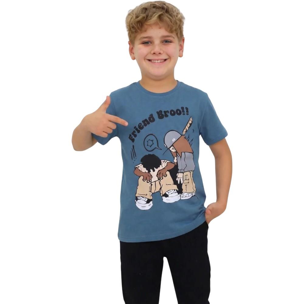 2005 Wholesale of summer T-shirts for boys aged 8-12 with the FRIEND BROO print