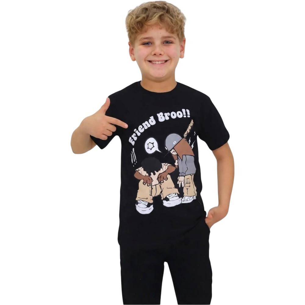 2005 Wholesale of summer T-shirts for boys aged 8-12 with the FRIEND BROO print