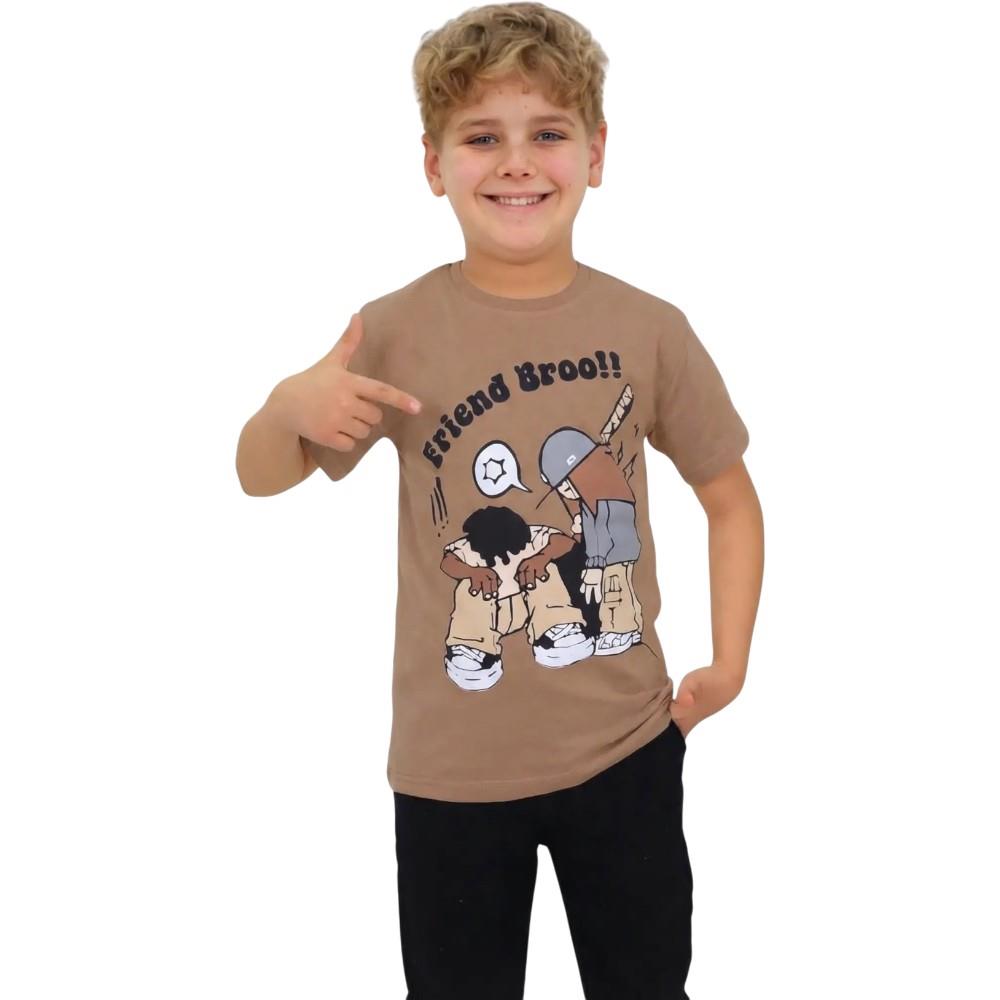 2005 Wholesale of summer T-shirts for boys aged 8-12 with the FRIEND BROO print