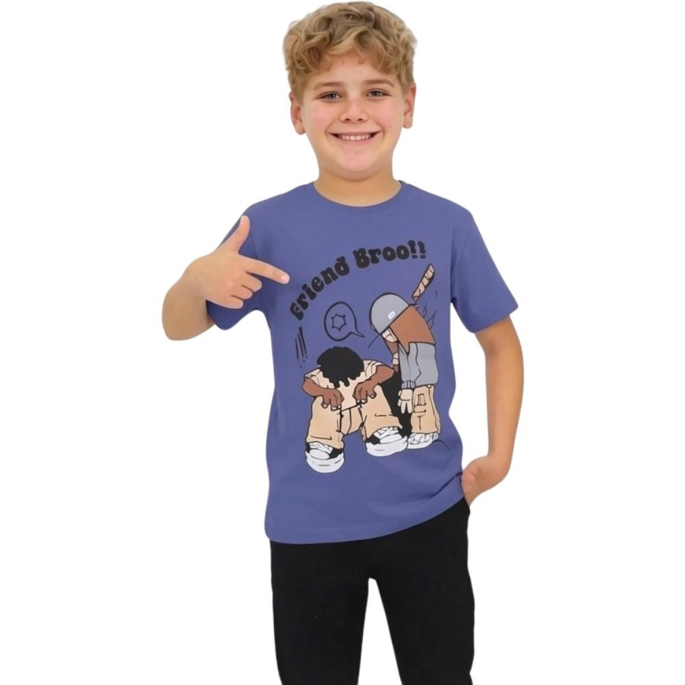2005 Wholesale of summer T-shirts for boys aged 8-12 with the FRIEND BROO print