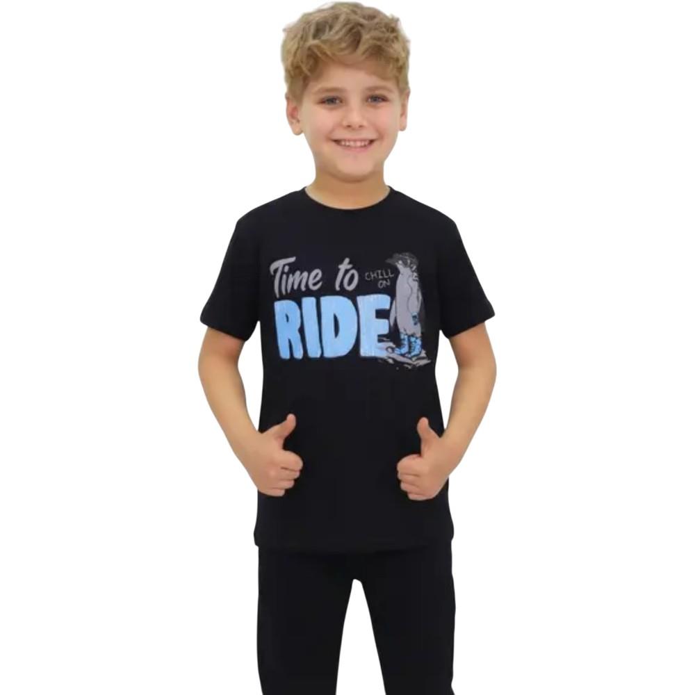 2001 Wholesale of summer T-shirts with RIDE print for boys aged 8-12 years