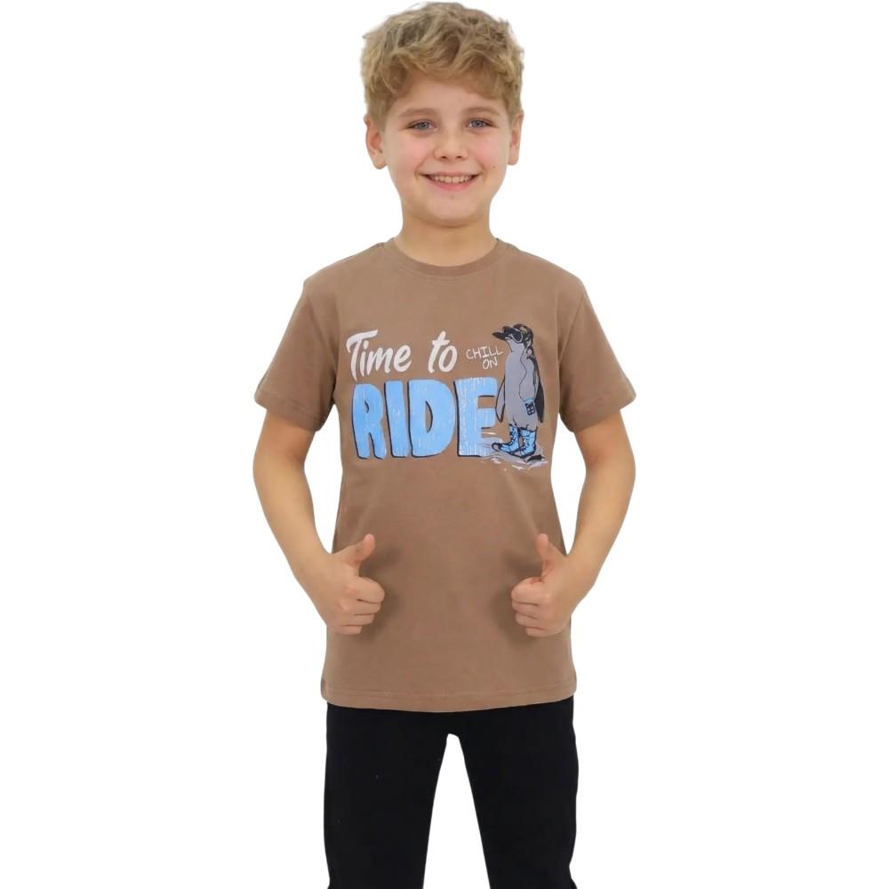 2001 Wholesale of summer T-shirts with RIDE print for boys aged 8-12 years