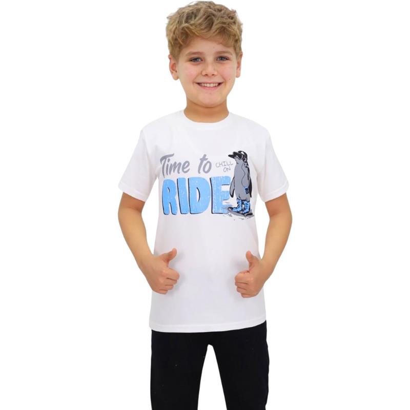 2001 toptan 3-7 yaş arası erkek çocuklar için RIDE baskılı yazlık tişörtler