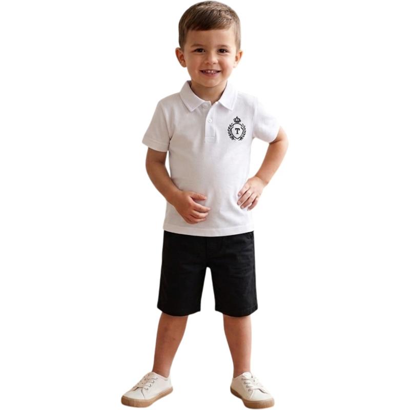 3001 Wholesale of summer two-piece sets, polo-collar T-shirts and shorts for boys aged 2-5 years