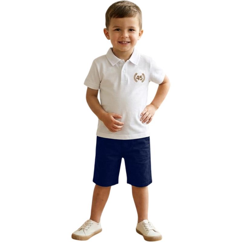 3003 Wholesale of summer two-piece sets, polo-collar T-shirts and shorts for boys aged 2-5 years