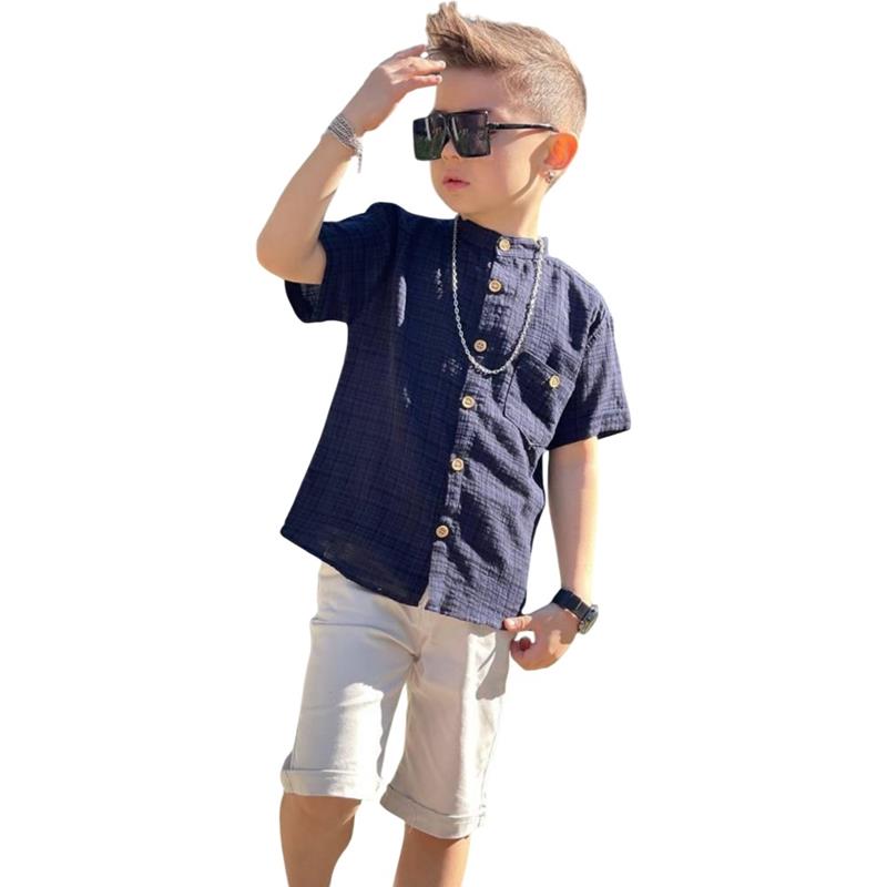 7509 wholesale children's summer shirts with shorts for boys aged 6/9 years