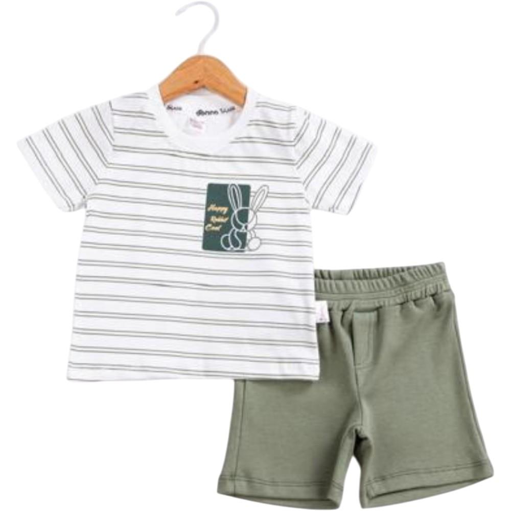 40972 toptan 6-24 aylık erkek bebekler için yazlık iki parçalı takım elbise