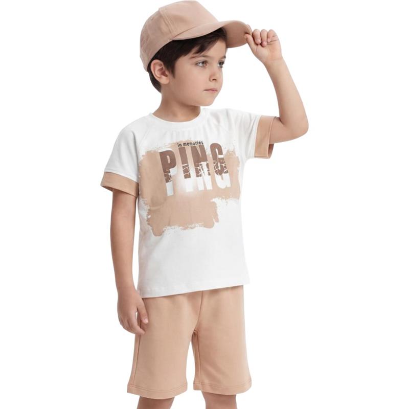 90076 оптом детские летние костюмы двойки с кепкой для мальчиков на 2/5 лет