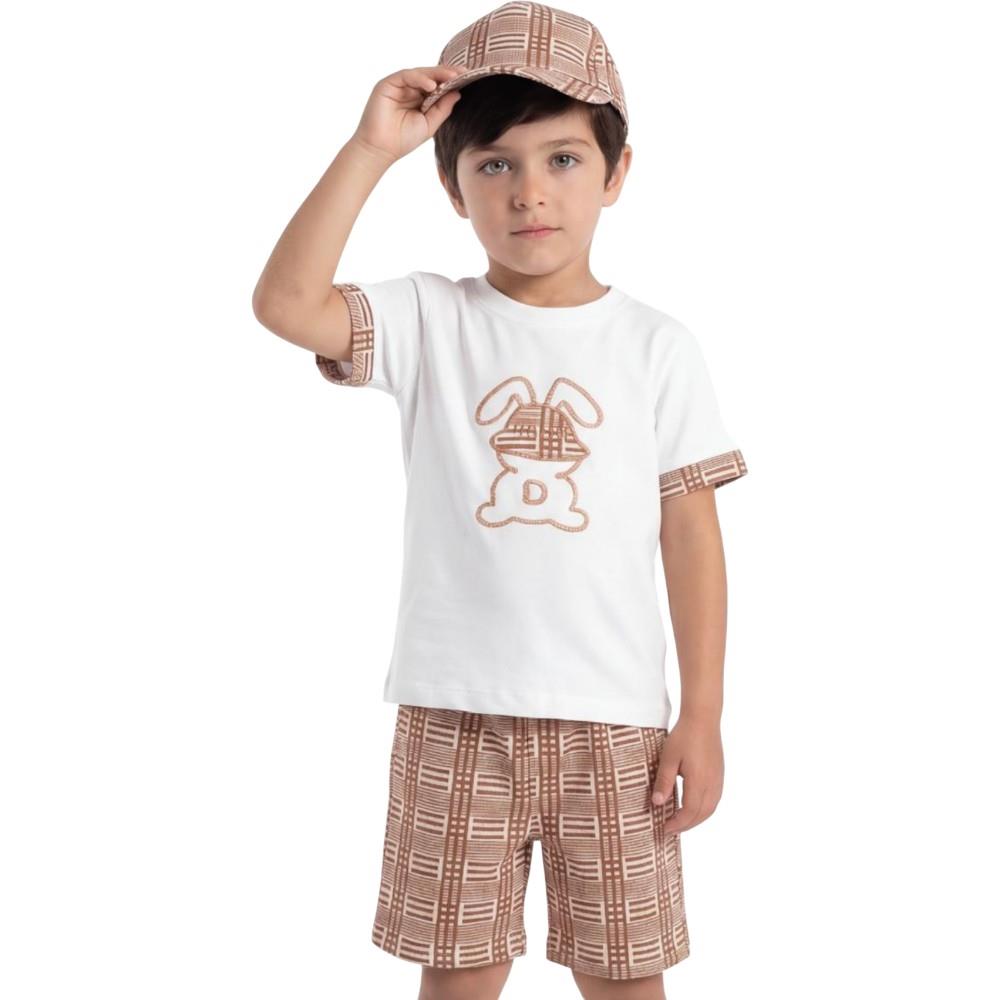 90167 wholesale children's summer two-piece suits with a cap for boys aged 5/8 years