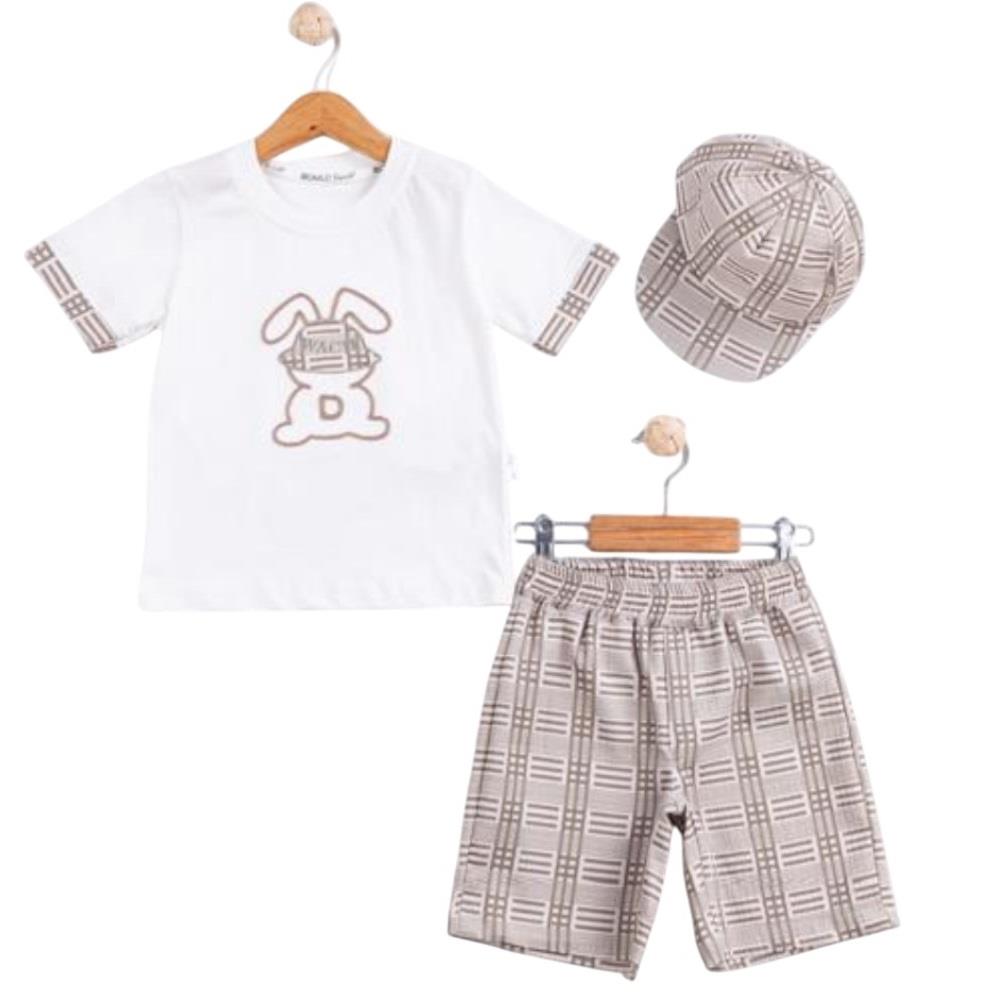 90167 wholesale children's summer two-piece suits with a cap for boys aged 5/8 years