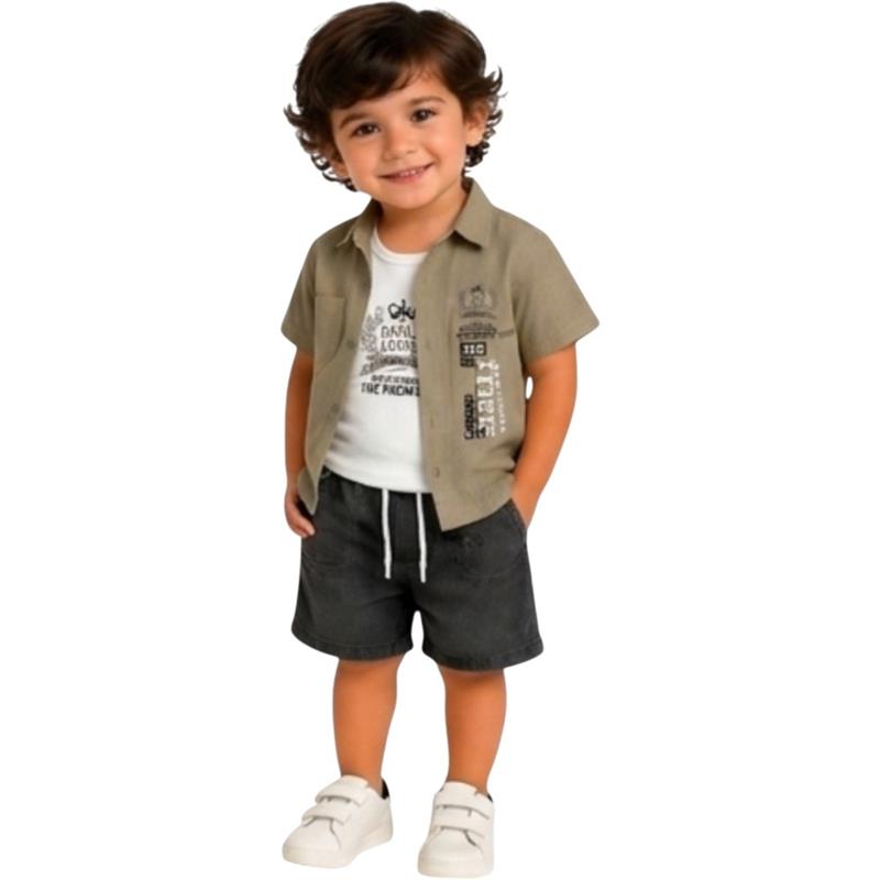 3354 wholesale children's summer three-piece suits for boys 2-5 years old