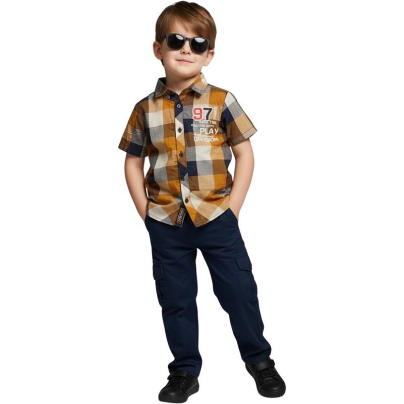 7550 wholesale children's summer plaid shirts with trousers for boys aged 5/8 years