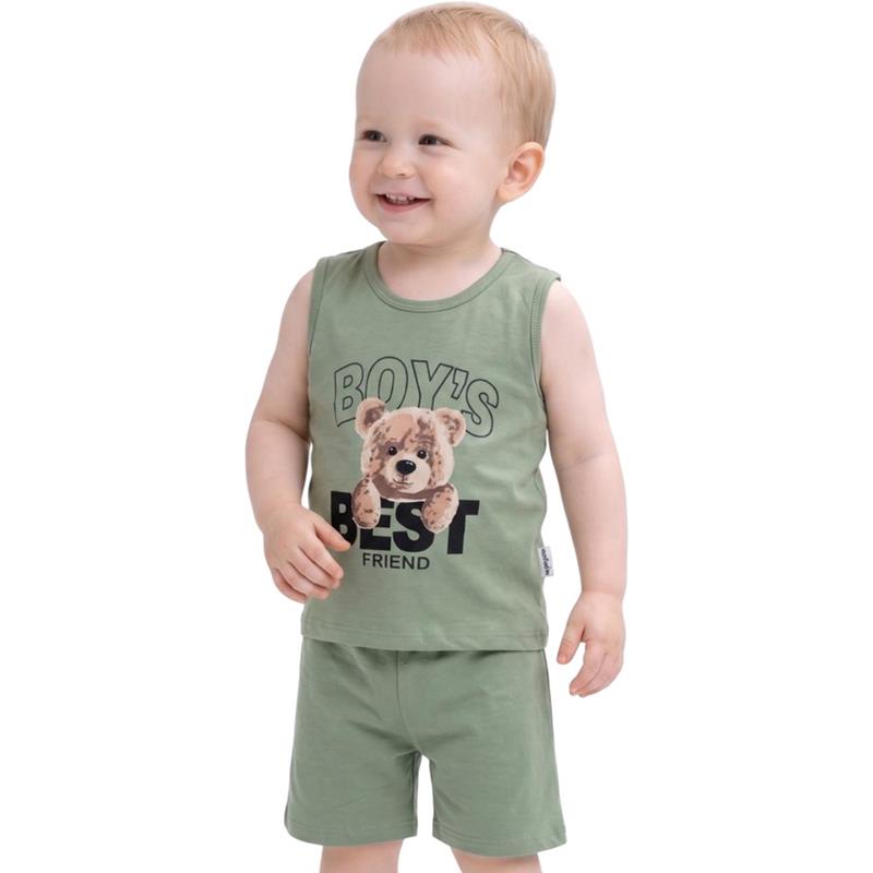 26191 Wholesale summer two-piece set for boys 9-24 months with BOY'S print T-shirt and shorts