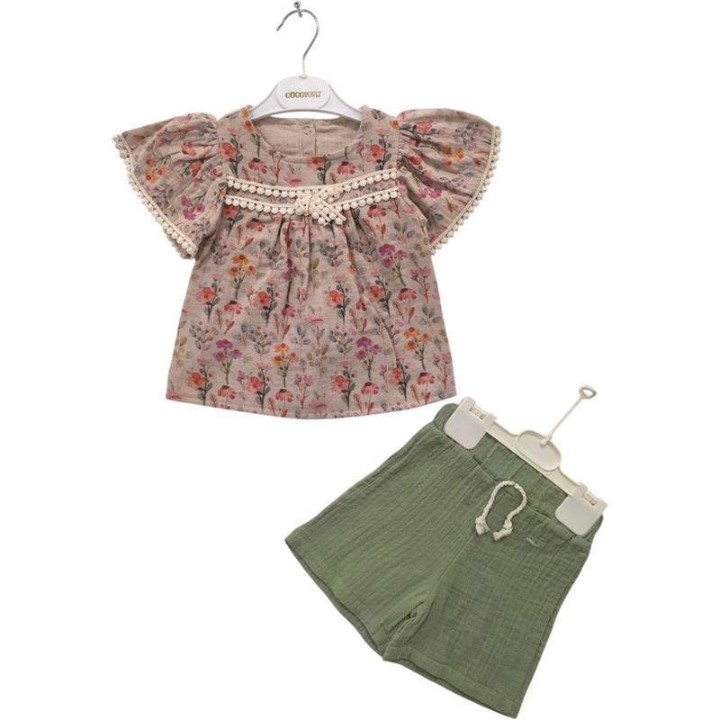 10042 wholesale children's summer sweatshirts with shorts for girls 9/24 months