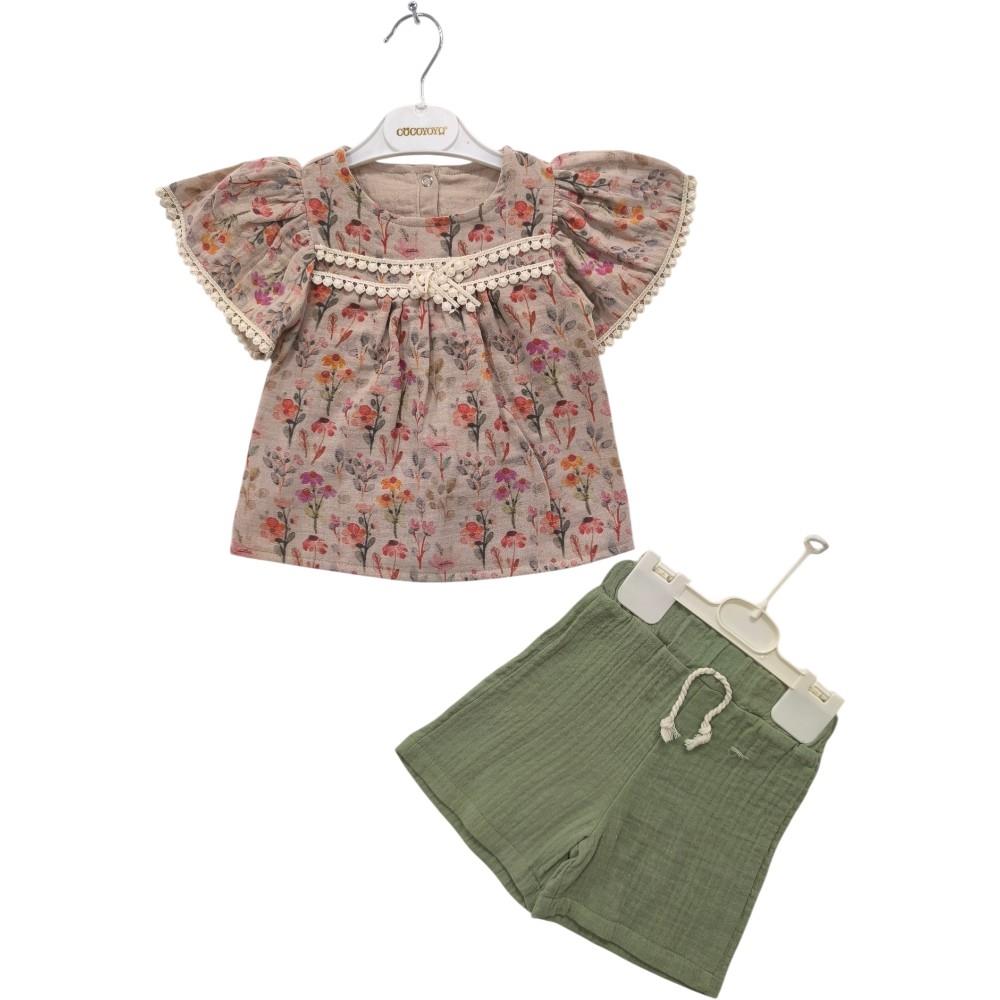 10042 wholesale children's summer sweatshirts with shorts for girls 9/24 months