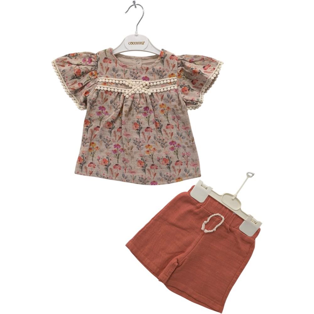 10042 wholesale children's summer sweatshirts with shorts for girls 9/24 months