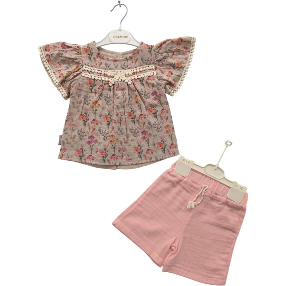 10042 wholesale children's summer sweatshirts with shorts for girls 9/24 months