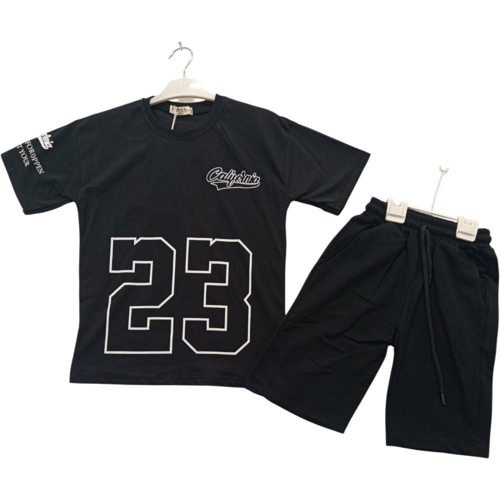 107 wholesale summer two-piece set for boys aged 7-10 years, including 23 printed t-shirts and shorts.